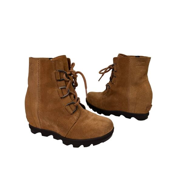 SOREL Joan of Arctic II Camel Brown Waterproof Suede Leather Wedge Winter Boot 4 - Picture 1 of 7